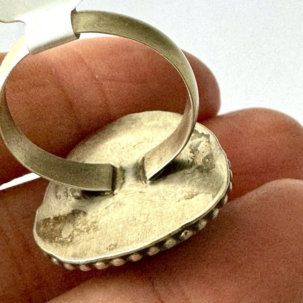 Vintage Style Navajo Turquoise Ring Sz 9 Sterling Scott Skeets Native American